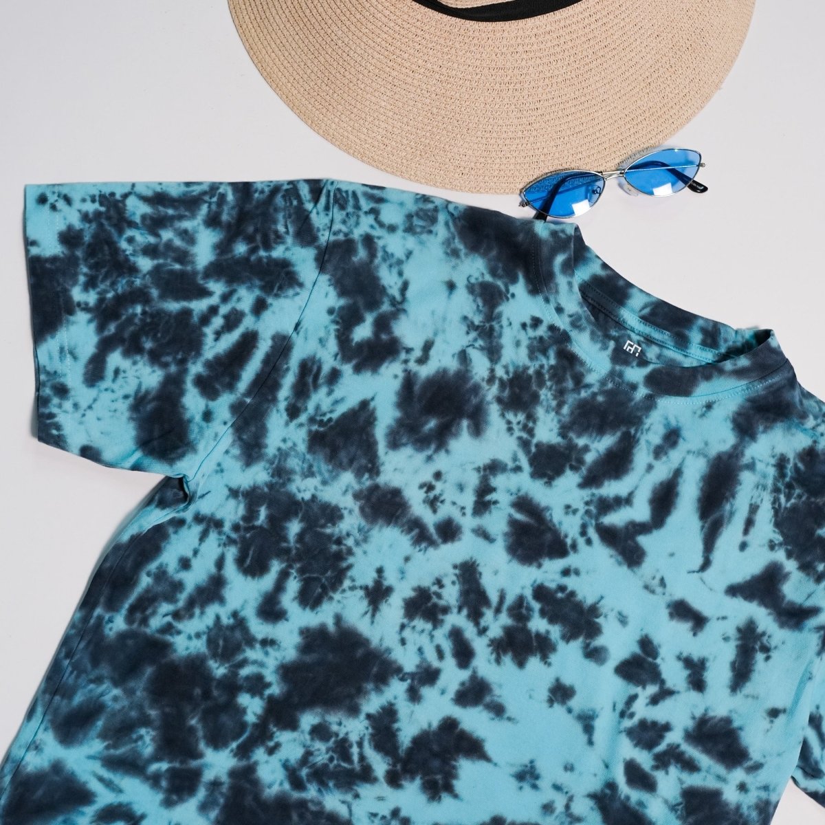 Round Neck Blue Tie-dye T-Shirt for Men