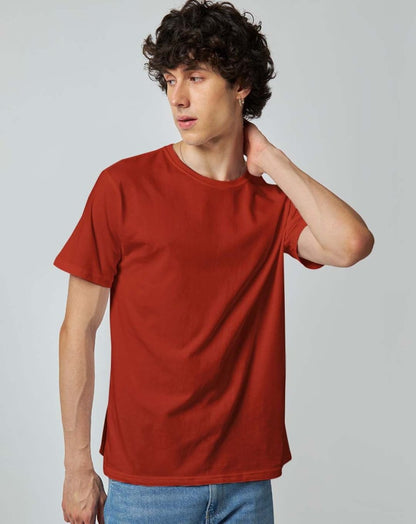 Brick Red Plain T-shirt - Mydesignation