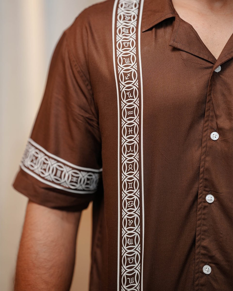 Brown Panel Shirt | Rayon - Mydesignation