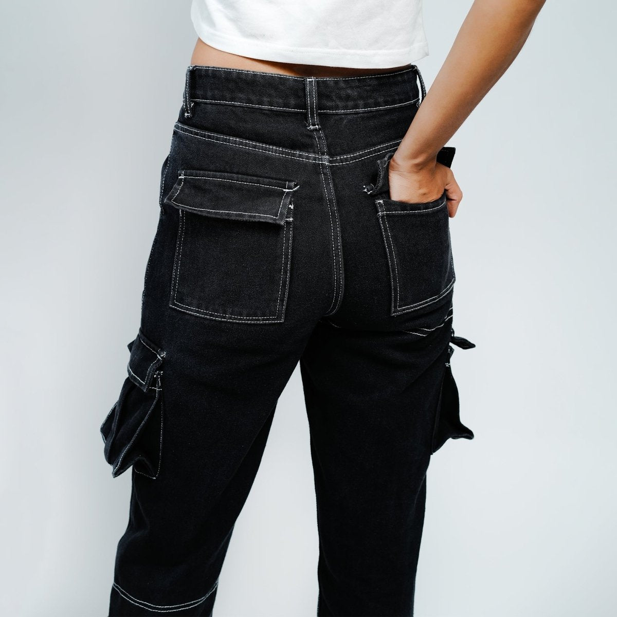 Carpenter Black Girls Cargo Jeans