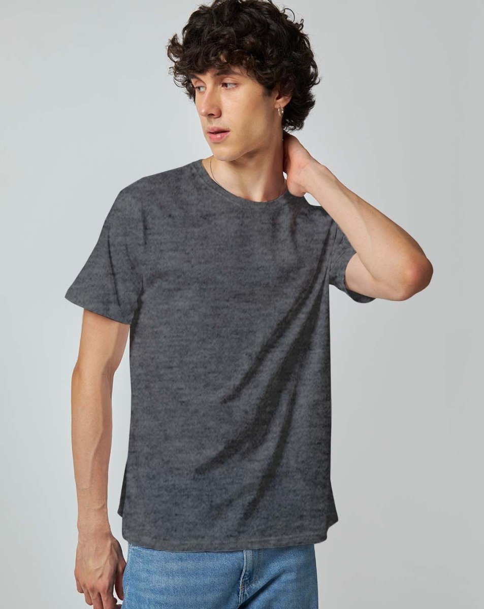 Charcoal Melange Plain T-shirt - Mydesignation