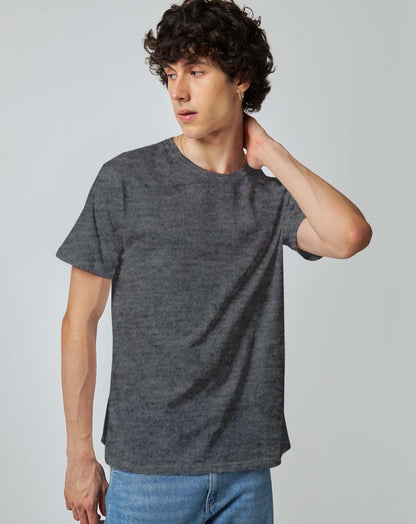 Charcoal Melange Plain T-shirt - Mydesignation