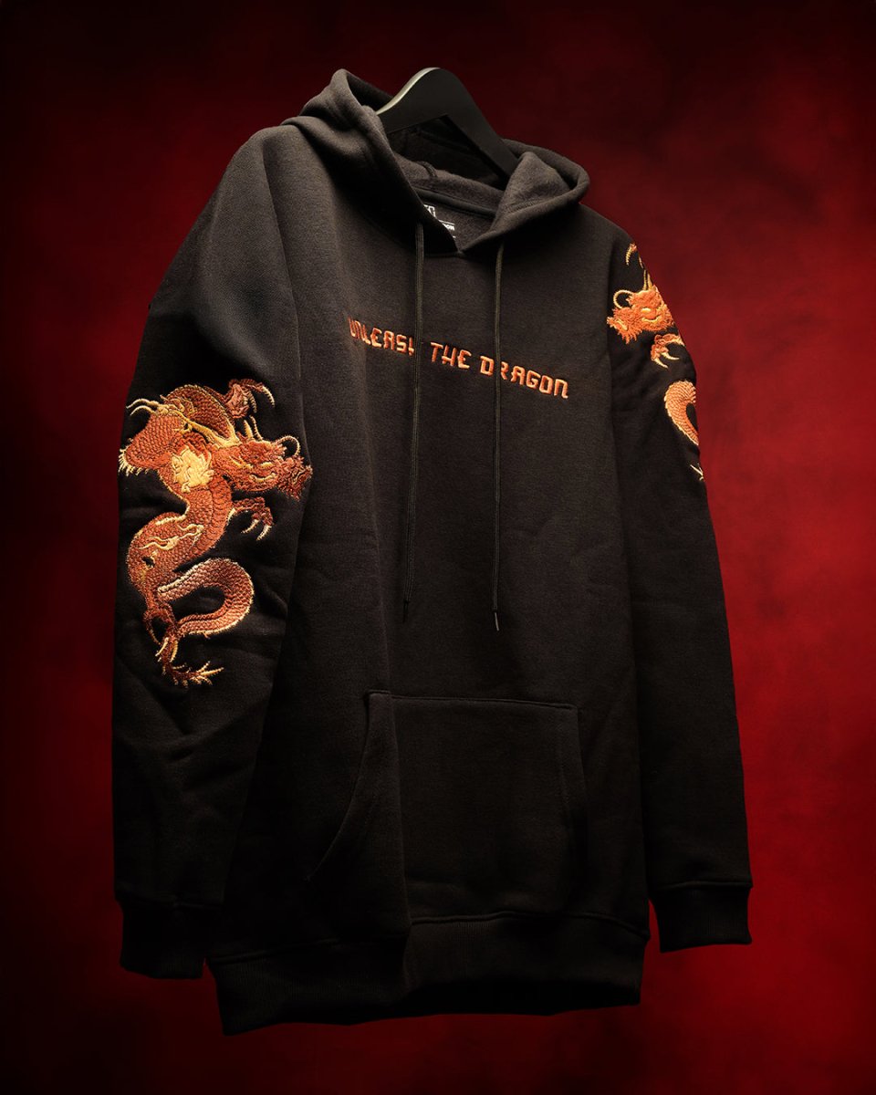 Cotton Black Dragon Hoodie Embroidered with 3 lakh+ stiches