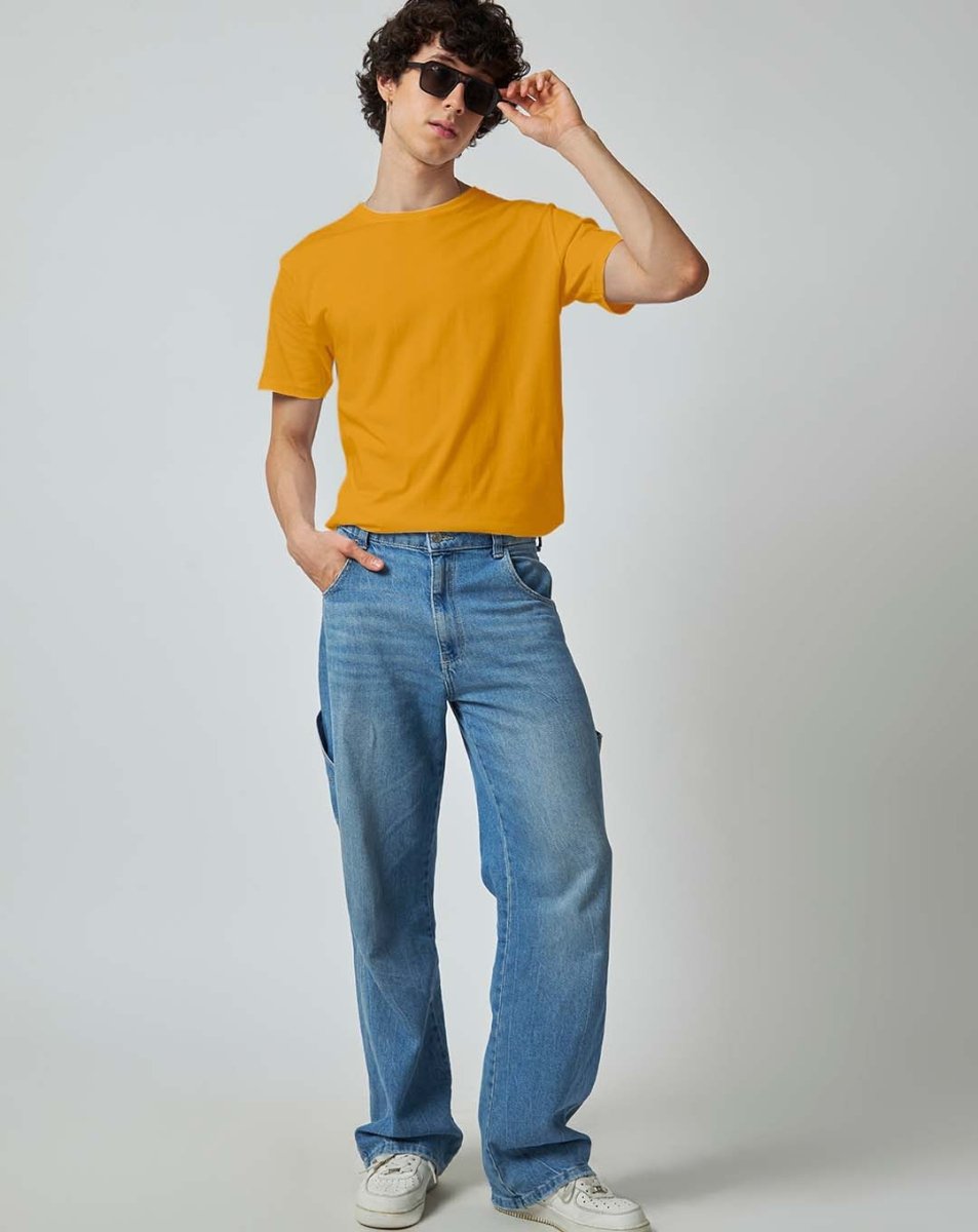 Golden Yellow Plain T-shirt - Mydesignation