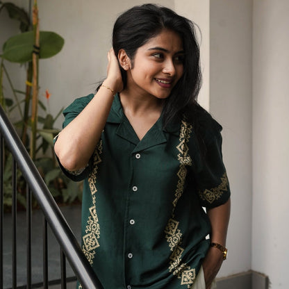 Green Panel Shirt for Women