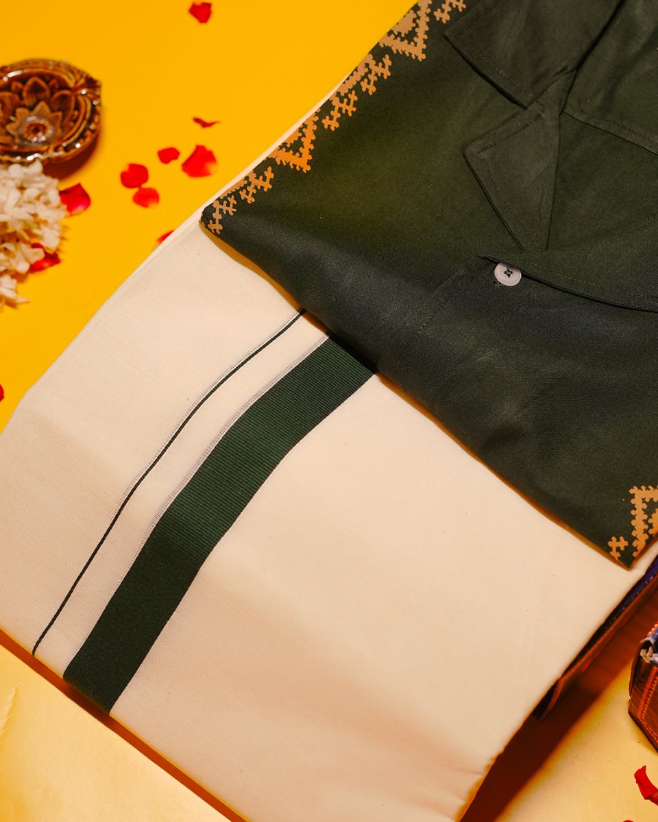 Green Panel - Dhothi Classic Combo - Mydesignation