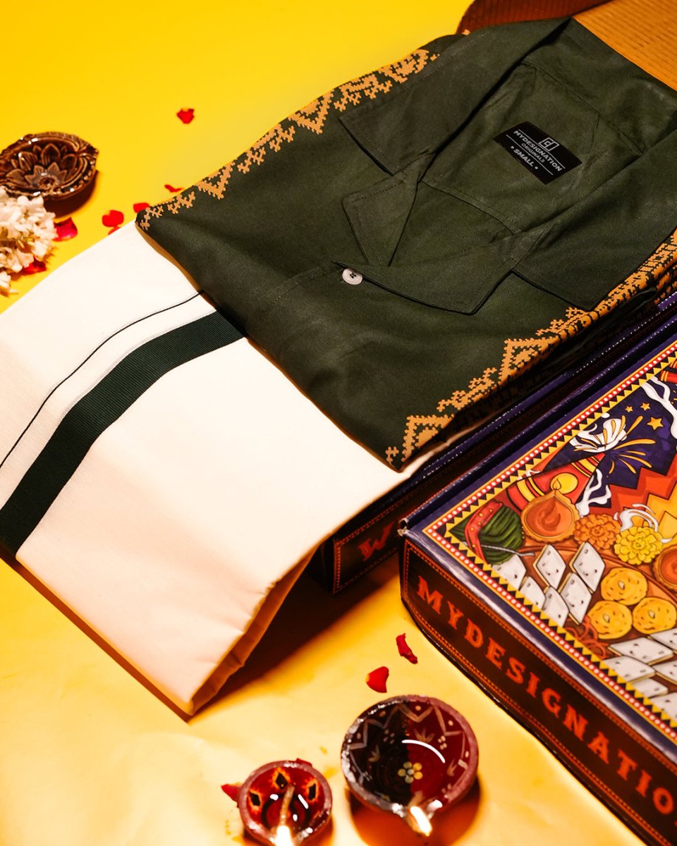 Green Panel - Dhothi Classic Combo - Mydesignation