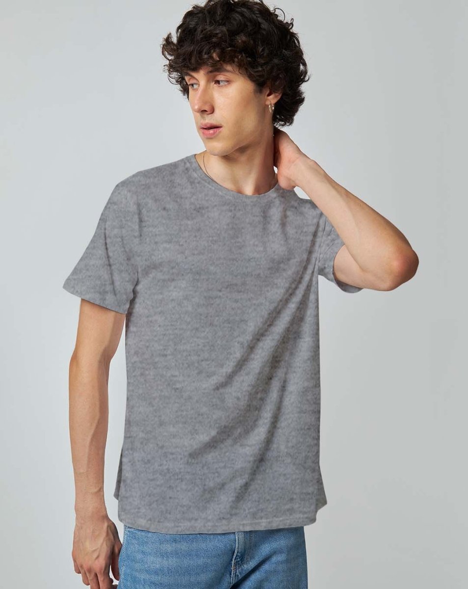 Grey Melange Plain T-shirt - Mydesignation