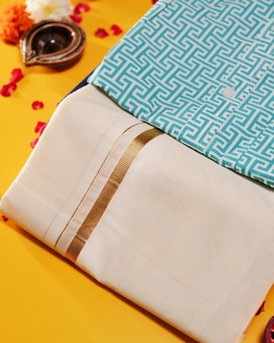 Luxe Blue - Dhothi Classic Combo - Mydesignation