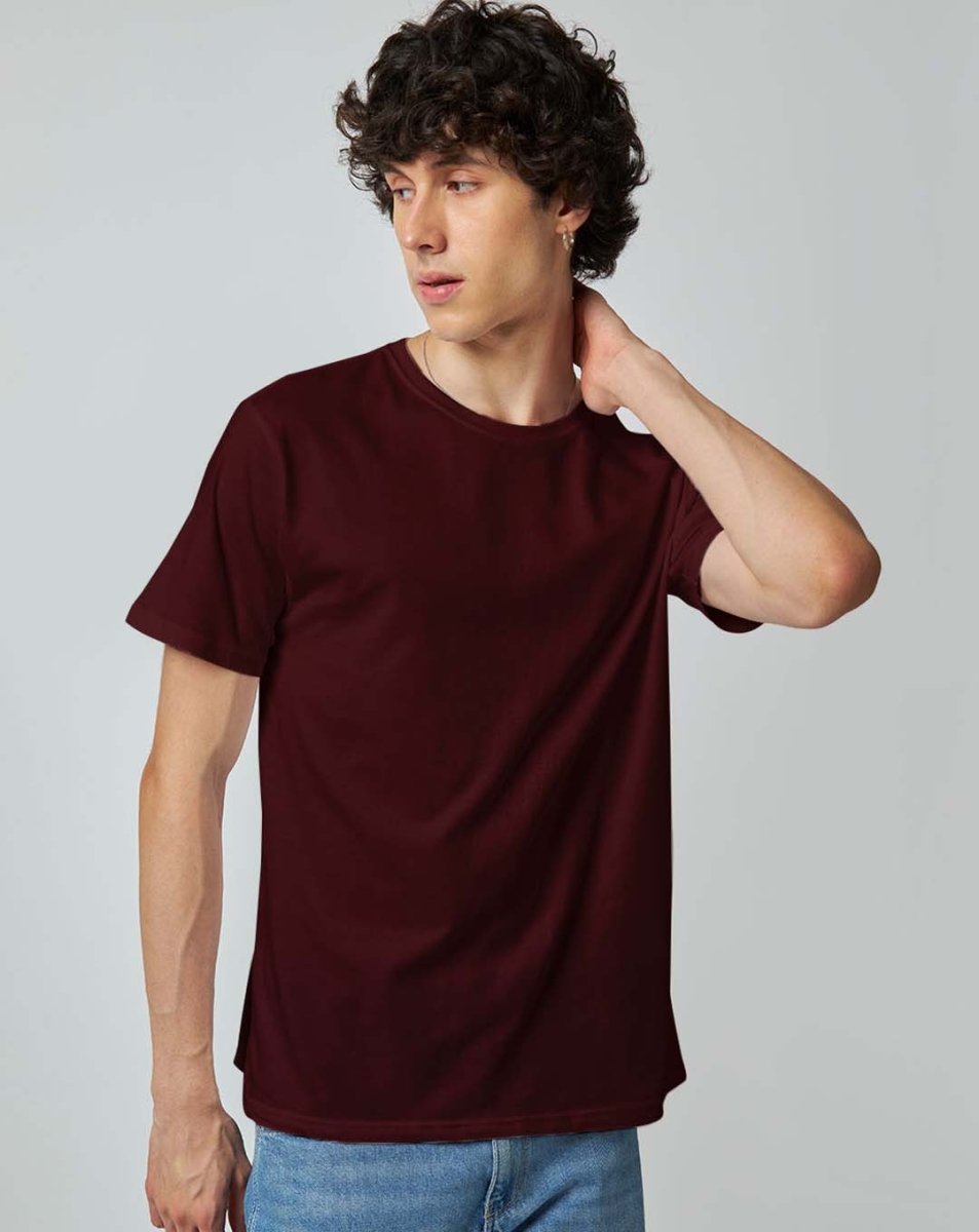 Maroon Plain T-shirt - Mydesignation