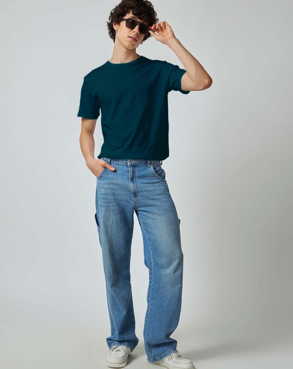 Petrol Blue Plain T-shirt - Mydesignation