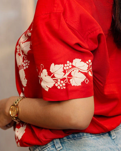 Red Panel Printed Shirt | Rayon - Mydesignation