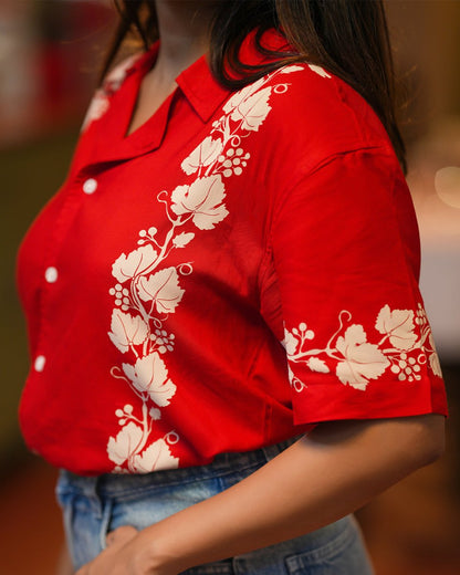 Red Panel Printed Shirt | Rayon - Mydesignation