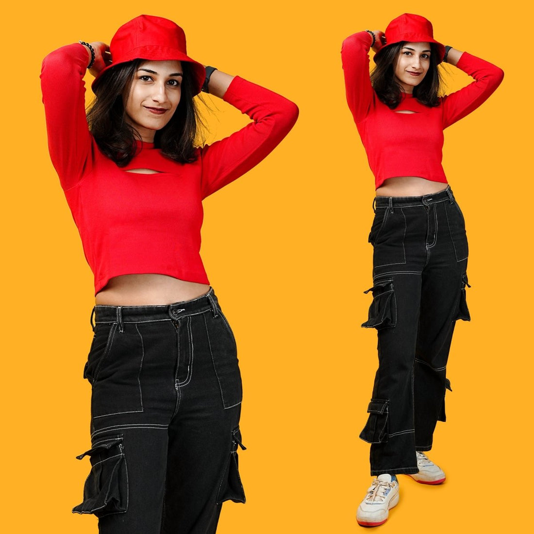 Ribbed Crop Top For Women – Red