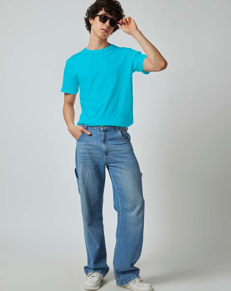 Sky Blue Plain T-shirt - Mydesignation