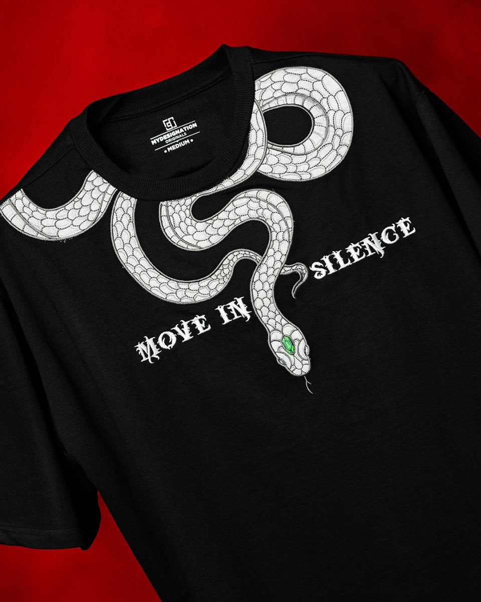 Snake Embroidered Oversized Tee - Mydesignation