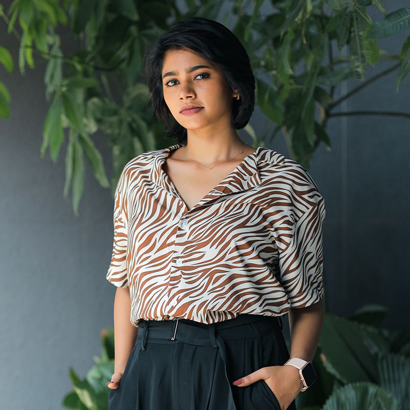 Snow Tiger Print Shirt for Women