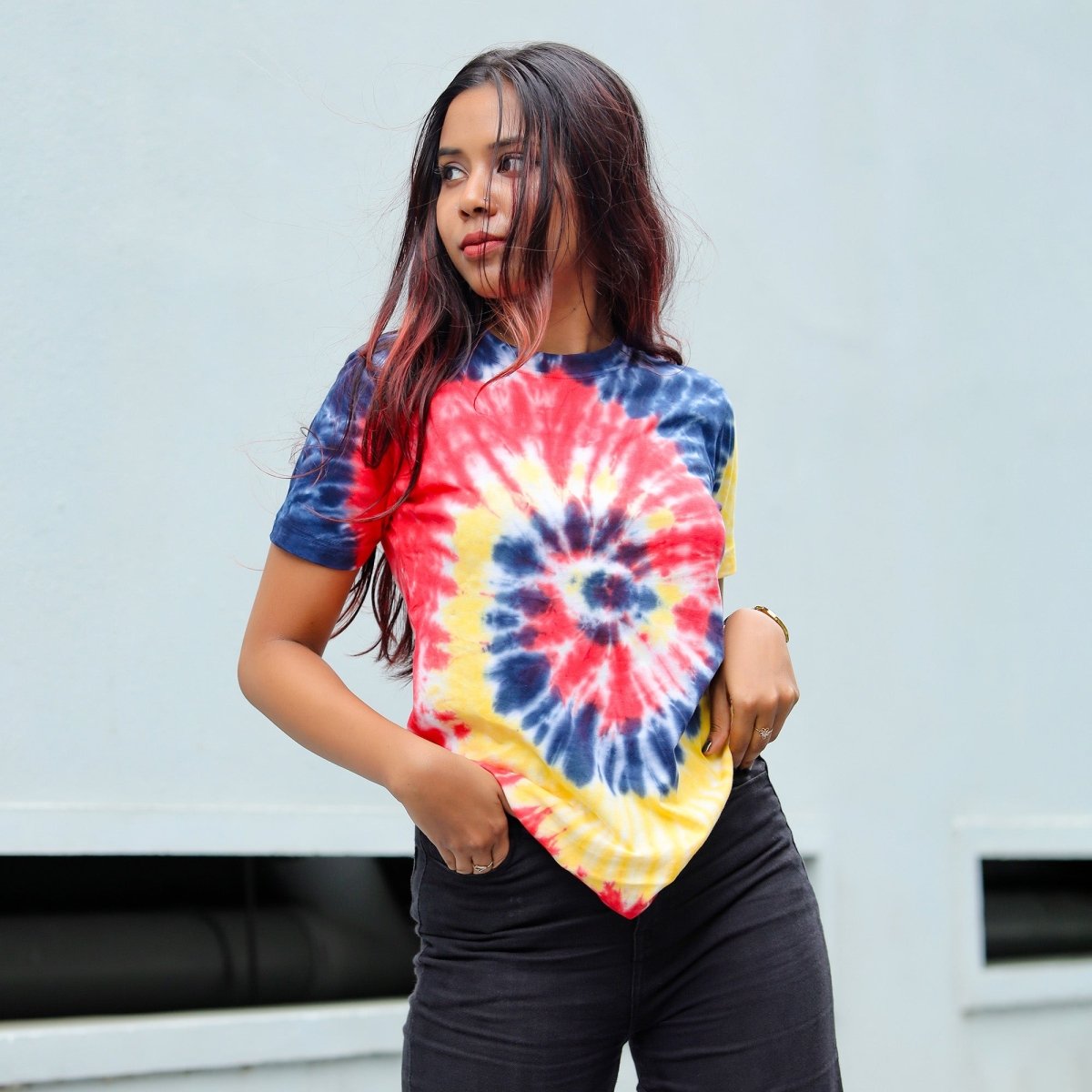 Spiral Tie Dye Round Neck T-Shirt For Men