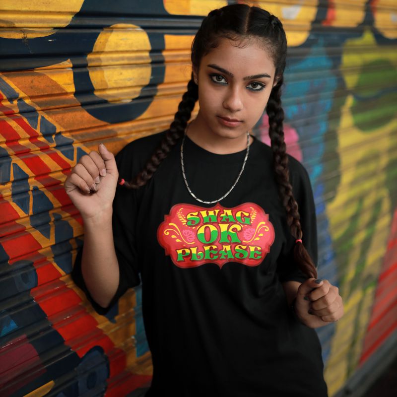 Black Swag Oversized T-Shirts for Women