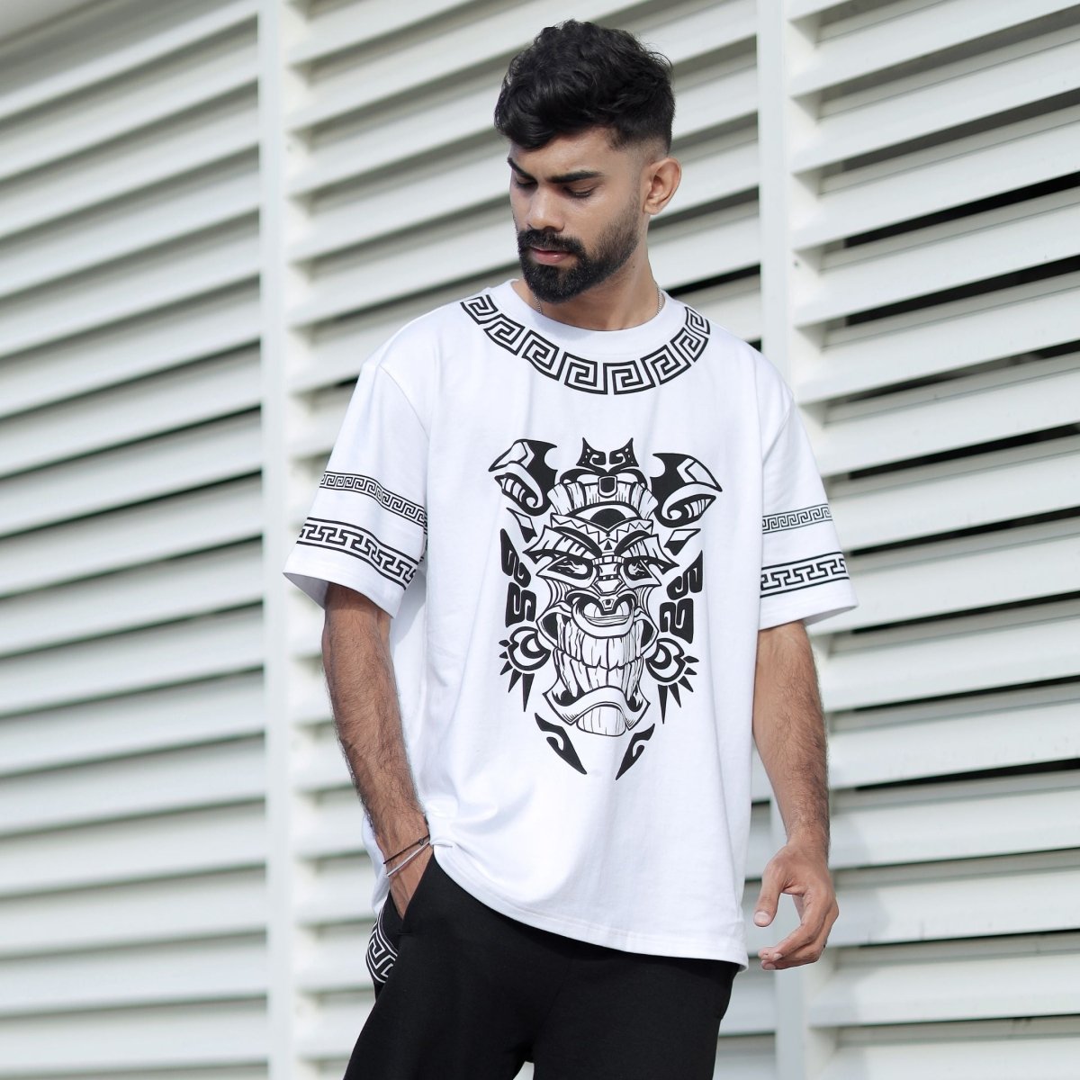 Buy White Tribal Oversized T Shirts For Men Mydesignation