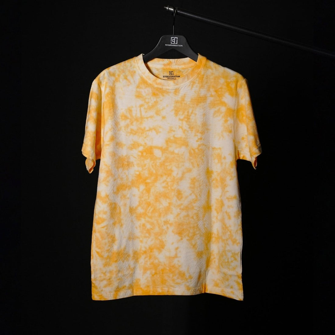 Yellow Sunshine Tie-dye Round Neck T-Shirt for Men