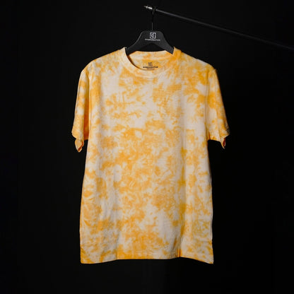 Yellow Sunshine Tie-dye Round Neck T-Shirt for Men