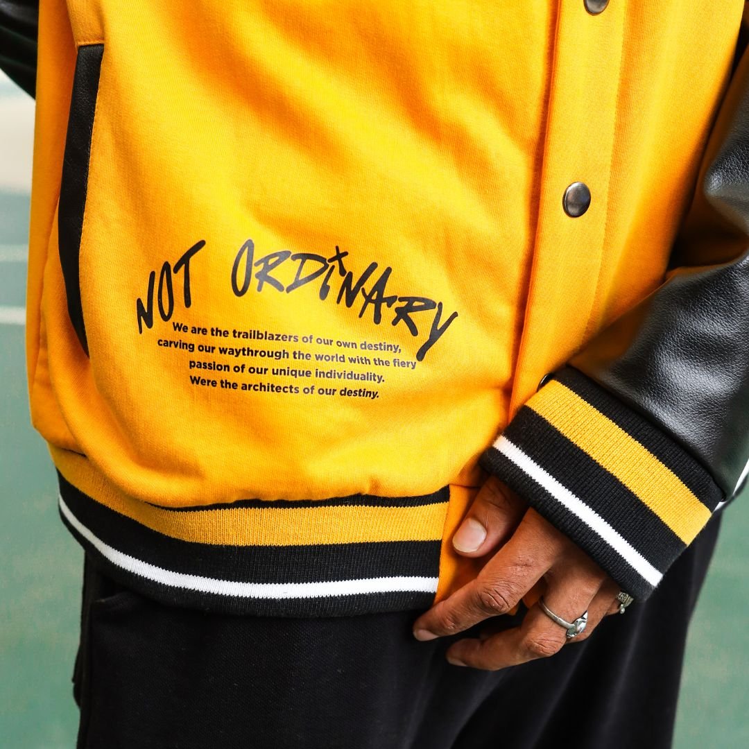 Yellow Varsity Leatherette Jacket - Mydesignation